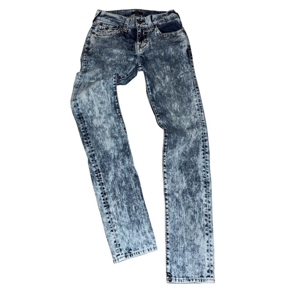 True Religion Jeans Rocco 29x34 Big T Flap Pocket Relaxed Skinny Acid Wash - Picture 4 of 14